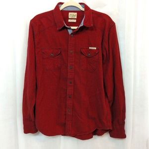 Lucky Brand Mens Shirt Flannel Distinctive Western Red Black Button‎ Up Size M